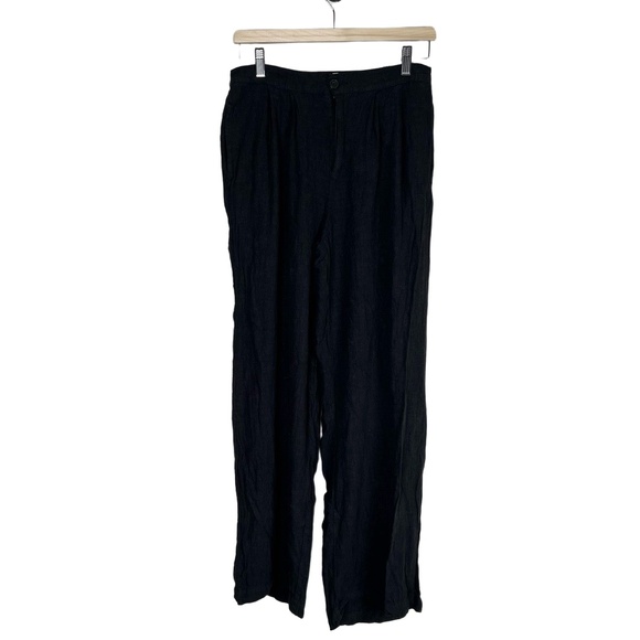 Thread & Supply Pants Womens Small Black Wide Leg Linen Blend Minimalist Relaxed - Picture 1 of 8